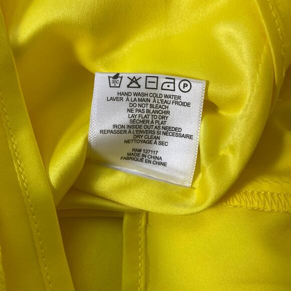 Badgley Mischka Belle Bright Yellow White Stripe Fringe Trim Sheath Dress Size 2 - Picture 9 of 11